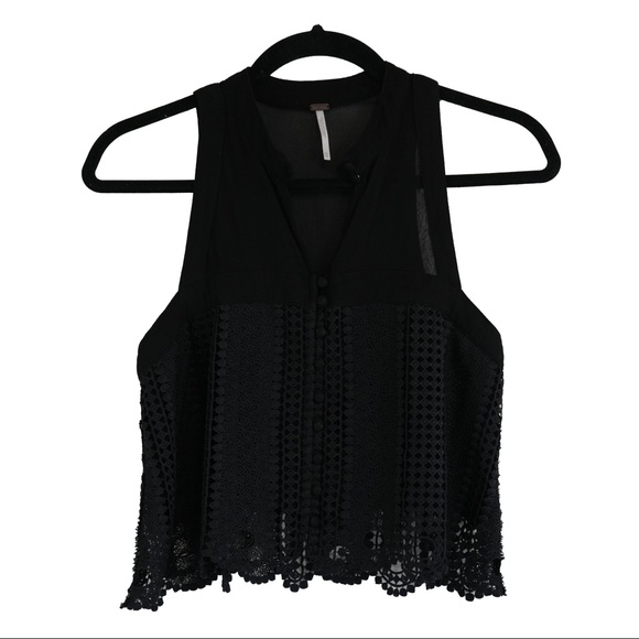 Free People Tops - Free People Black Knit Button Top